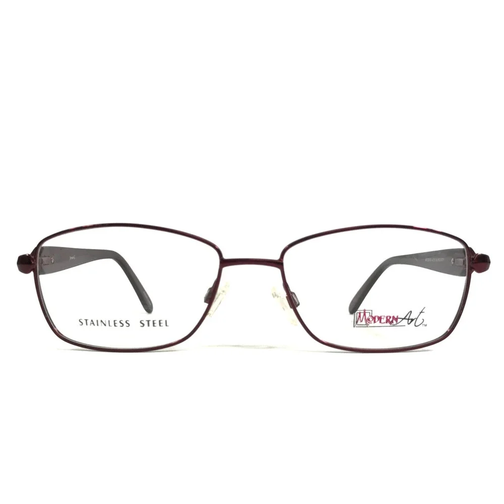 Modern Art Eyeglasses Frames A376 BURGUNDY Wire Rim Crystals 56-18-140
